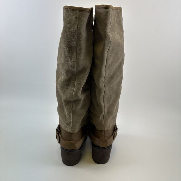 Nine West Vintage America Dorada Boots Tall Pull On Taupe Suede Leather Womens 8 - Picture 5 of 16